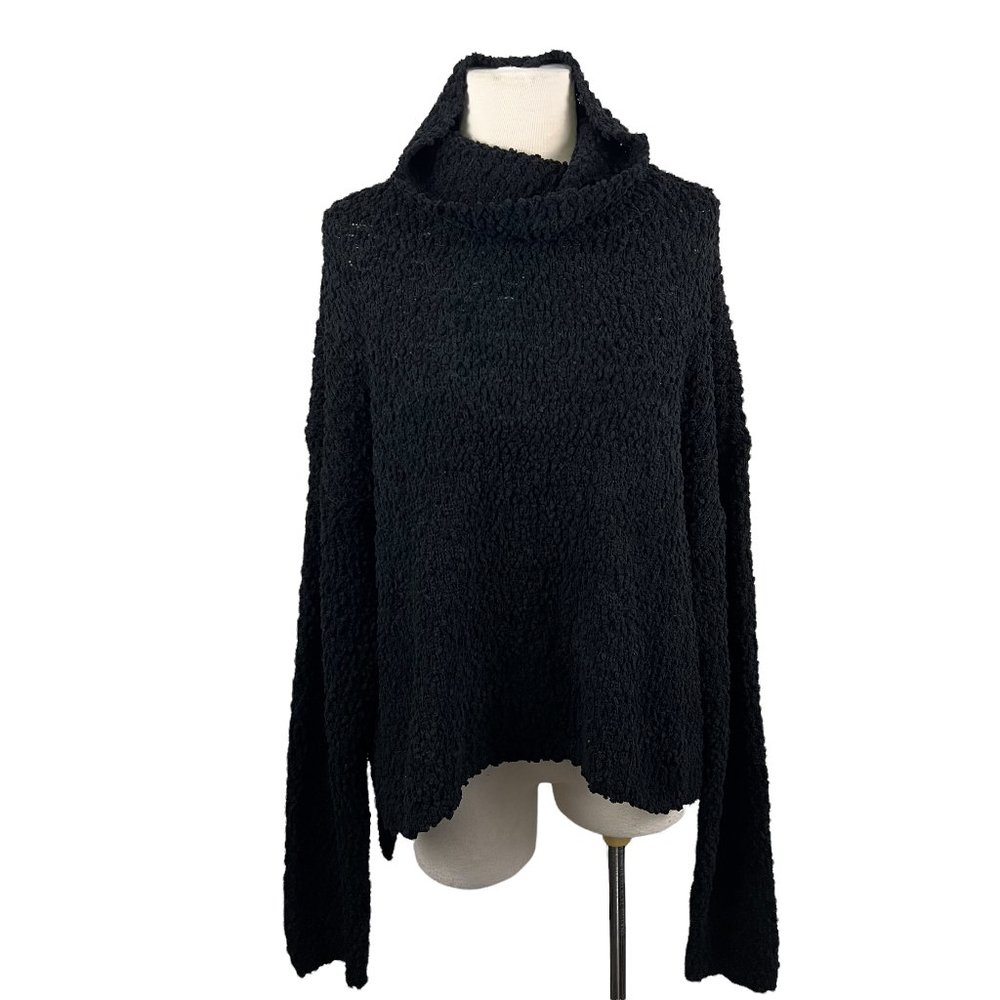 NWT BOBEAU Black Teddy Bear Turtle Neck Sweater (XL)